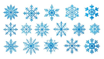 Collection of intricate, detailed snowflake designs.