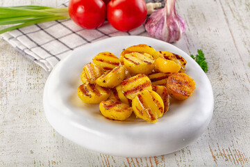 Grilled small baby young potato