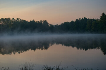 Obraz premium misty morning on the river