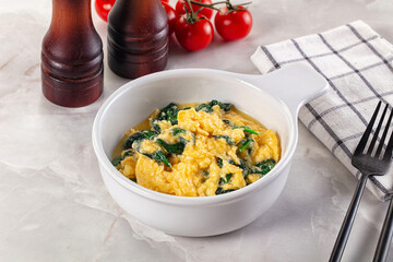 Omelette with spinach for breakfast