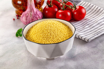 Vegan cuisine - raw dry couscous