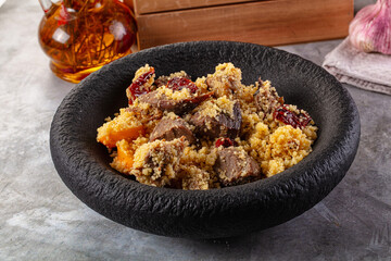 Traditional couscous with lamb and vegetables