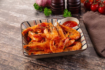 Delicous roasted tiger prawn snack