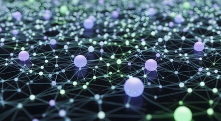 Abstract network of interconnected nodes representing data flow, science, and digital technology