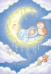 Children's illustration. Lullaby for a baby. Generative AI