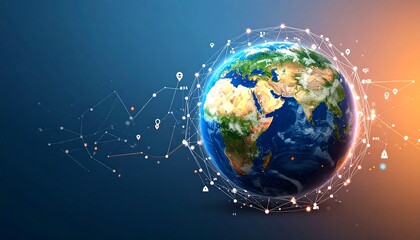 Global network interconnectedness, a digital representation of the earth.