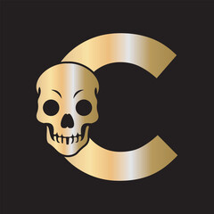 Human Head Logo Combine With Letter C Vector Template