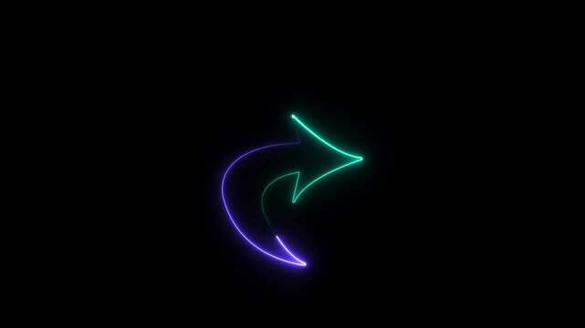 Share icon on black background. share icon, Right way icon simple design curve arrow animation. Neon share broadband icon. Share icon, simple design web and mobile app sharing sign