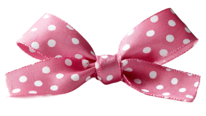 Pink polka dot bow isolated on transparent background for gift decoration concept