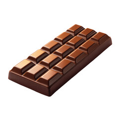 Milk chocolate bar isolated on transparent background