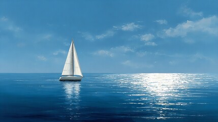 oil painting of a yacht on a blue sea, 8k high resolution