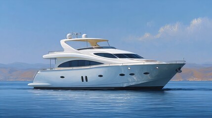 oil painting of a yacht on a blue sea, 8k high resolution