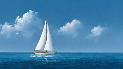 oil painting of a yacht on a blue sea, 8k high resolution