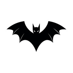 Bat Black Silhouette Vector Icon on White Background