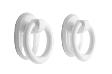 Two white light bulbs close together on transparent background