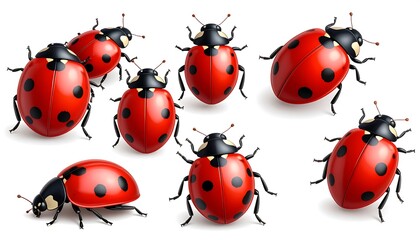 Collection of ladybugs, various angles