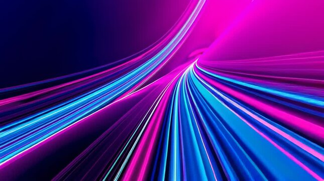 Illustration abstraite futuriste aux lumi&egrave;res n&eacute;on et courbes fluides