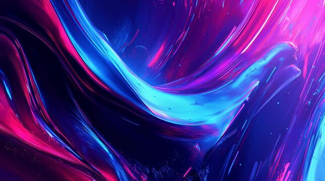 Illustration abstraite futuriste aux lumi&egrave;res n&eacute;on et courbes fluides