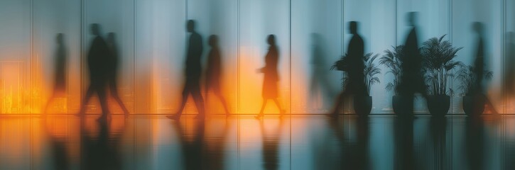 business people, office hall, blurred motion, walking workers, corporate life, teamwork, modern office, office building, professional people, city workers, busy lifestyle, business blur, people walkin