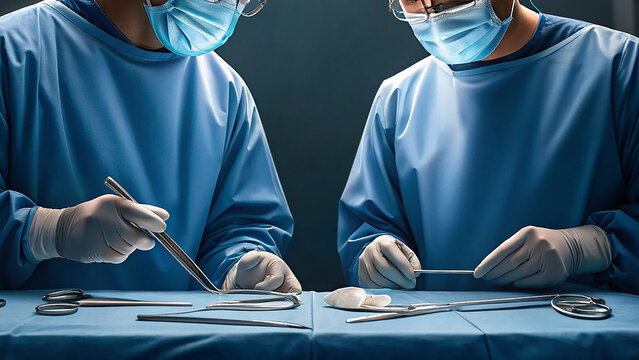 A medical surgery in progress, highlighting precision and professionalism in an operating room