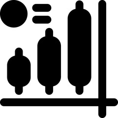 candlestick chart glyph icon. Strong and solid vector icon for websites, mobile interfaces, presentations, and visual branding. High quality and easy to edit.