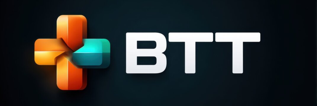 Design of a modern logo featuring a colorful cross symbol alongside the abbreviation BTT in a sleek style