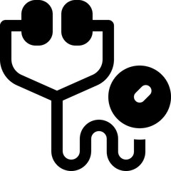 stethoscope glyph icon. Strong and solid vector icon for websites, mobile interfaces, presentations, and visual branding. High quality and easy to edit.