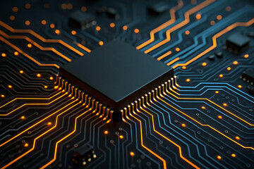Close-up view of integrated circuit showcasing miniature electronic components