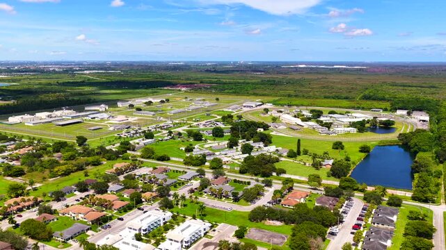 Aerial establishing shot Homestead Correctional Institution FDC detention center