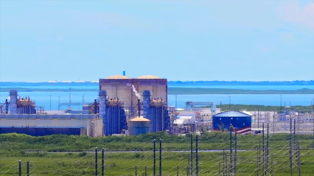 Turkey Point Nuclear Generating Station megazoom stock video