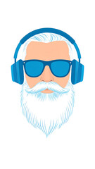 Illustration of a man with sunglasses and headphones on white background