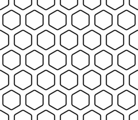 Abstract background with mosaic hexagon shapes. Bold rounded hexagons mosaic cells with padding. Large hexagon shapes. Seamless tileable vector illustration.