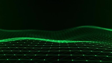 Glowing green technology wave animation background futuristic high-tech motion backdrop 4k - Powered by Adobe