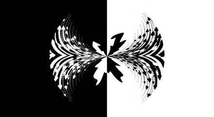 Symmetrical arrow pattern on black and white background, direction, movement