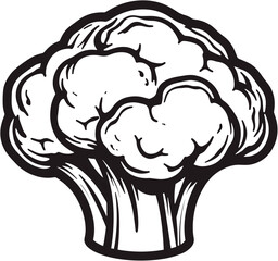 Fototapeta premium Stylized black and white cauliflower icon, minimalist design