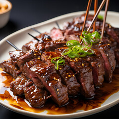Premium studio shot showing Velveting beef close up, marinated slice lifted by chopsticks, velvety surface sheen, appetizing texture, transparent background, natural highlights, clean background, nega