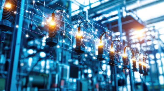 Smart grid visualization connecting renewable energy electricity technology innovation power network industry and automation