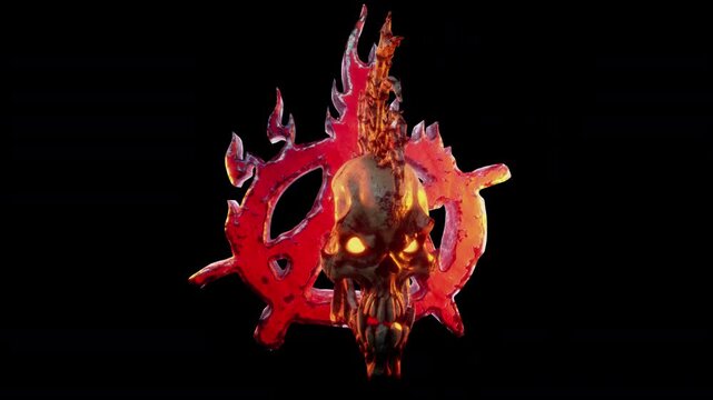 Punk Rock VJ Loop &ndash; stylized punk rock skeleton with spiky bones on the head and punkish outfit moving on the beat in seamless loop. Use it in your next VJ thematic sets, metal and gothic festival