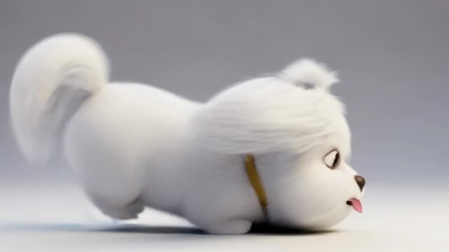 Funny maltese dog makes silly faces and shows playful personality in bright indoor setting