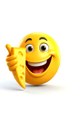Smiling emoji holding cheese
