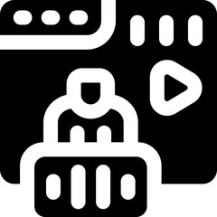 speaking glyph icon. Strong and solid vector icon for websites, mobile interfaces, presentations, and visual branding. High quality and easy to edit.