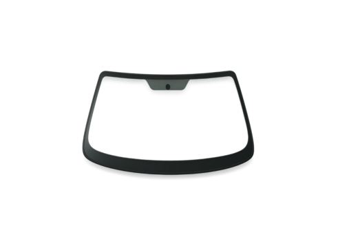 Modern car windshield with integrated sensor and black tinted glass isolated on transparent background
