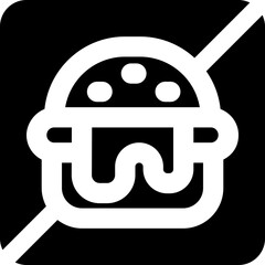 no fast food glyph icon. Strong and solid vector icon for websites, mobile interfaces, presentations, and visual branding. High quality and easy to edit.