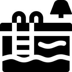 swimming pool glyph icon. Strong and solid vector icon for websites, mobile interfaces, presentations, and visual branding. High quality and easy to edit.