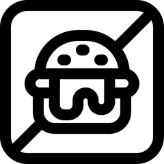 no fast food line icon. Clean and minimalist vector icon for websites, mobile apps, presentations, and logos. Fully scalable and customizable for any project.
