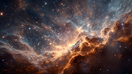 Naklejka premium Vertical View of Spectacular Interstellar Nebula with Fiery Red Colors