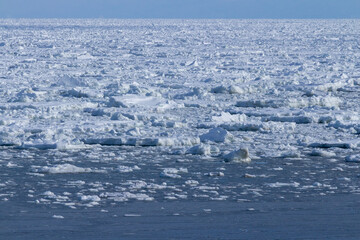 Sea of Okhotsk with drifting ice