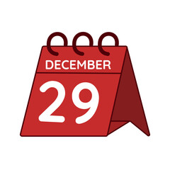 december 29 desk calendar vector on white background
Vector red calendar flat icon