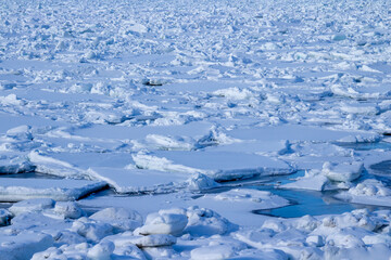 Sea of Okhotsk with drifting ice