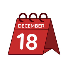 december 18 desk calendar vector on white background
Vector red calendar flat icon